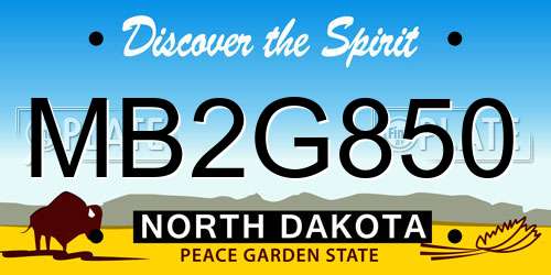 MB2G850 North Dakota License Plate