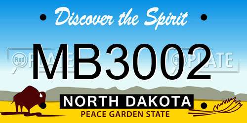 MB3002 North Dakota License Plate