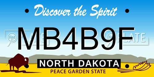 MB4B9F North Dakota License Plate