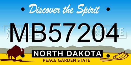 MB57204 North Dakota License Plate