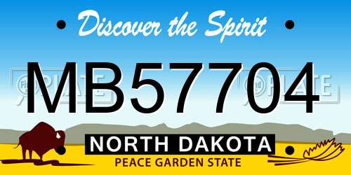 MB57704 North Dakota License Plate