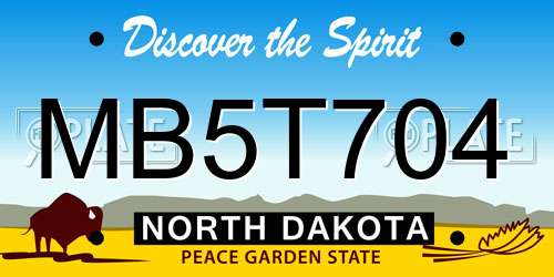 MB5T704 North Dakota License Plate