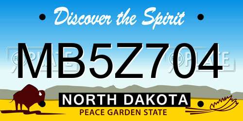 MB5Z704 North Dakota License Plate
