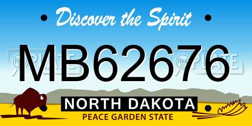 MB62676 North Dakota License Plate