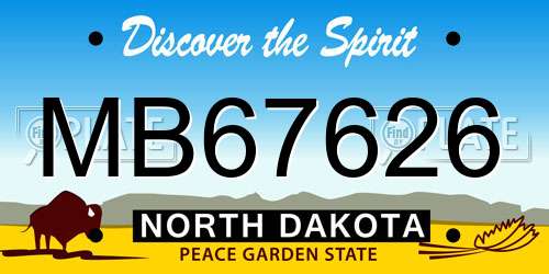 MB67626 North Dakota License Plate