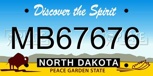 MB67676 North Dakota License Plate