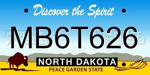 MB6T626 North Dakota License Plate
