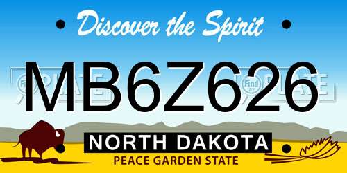 MB6Z626 North Dakota License Plate
