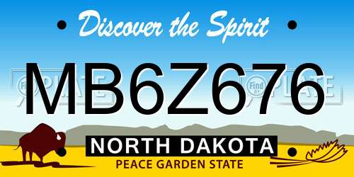 MB6Z676 North Dakota License Plate