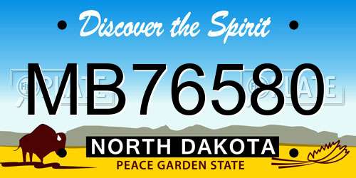 MB76580 North Dakota License Plate