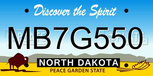 MB7G550 North Dakota License Plate