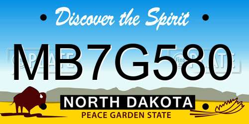 MB7G580 North Dakota License Plate