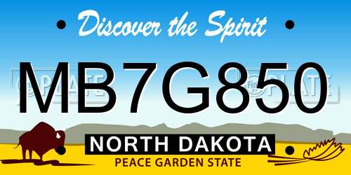 MB7G850 North Dakota License Plate