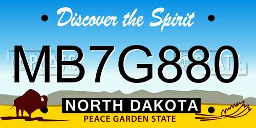 MB7G880 North Dakota License Plate