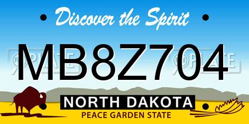 MB8Z704 North Dakota License Plate