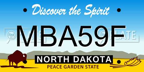MBA59F North Dakota License Plate