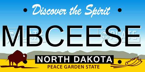MBCEESE North Dakota License Plate