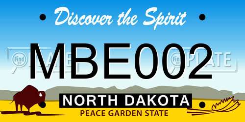 MBE002 North Dakota License Plate