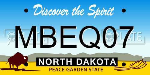 MBEQ07 North Dakota License Plate