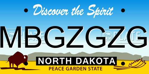 MBGZGZG North Dakota License Plate