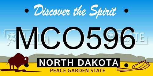 MCO596 North Dakota License Plate