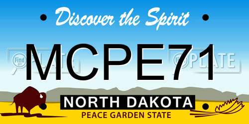 MCPE71 North Dakota License Plate