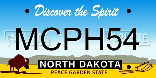 MCPH54 North Dakota License Plate