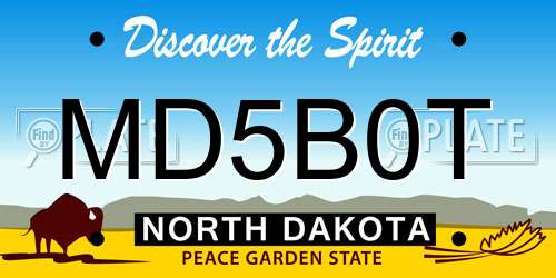 MD5B0T North Dakota License Plate