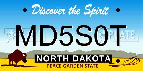 MD5S0T North Dakota License Plate