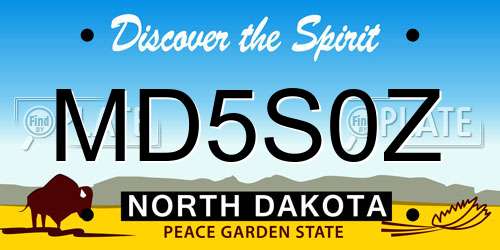 MD5S0Z North Dakota License Plate