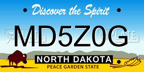 MD5Z0G North Dakota License Plate