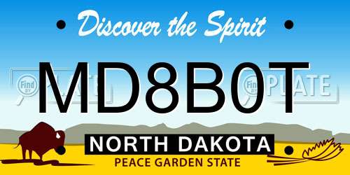 MD8B0T North Dakota License Plate