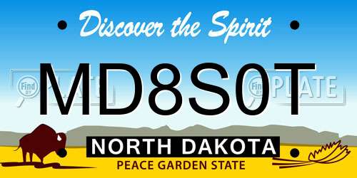 MD8S0T North Dakota License Plate