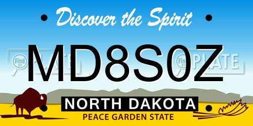 MD8S0Z North Dakota License Plate