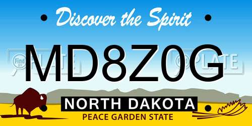 MD8Z0G North Dakota License Plate