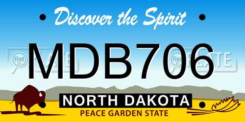 MDB706 North Dakota License Plate