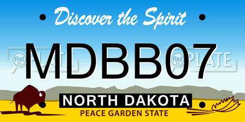 MDBB07 North Dakota License Plate