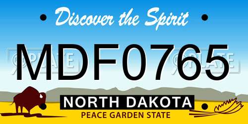 MDF0765 North Dakota License Plate