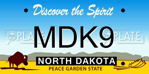 MDK9 North Dakota License Plate