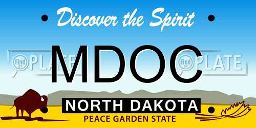 MDOC North Dakota License Plate