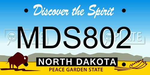 MDS802 North Dakota License Plate