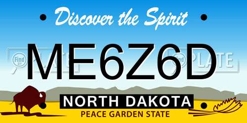 ME6Z6D North Dakota License Plate