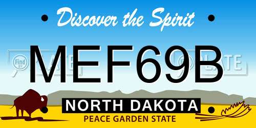 MEF69B North Dakota License Plate