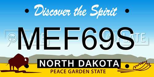 MEF69S North Dakota License Plate