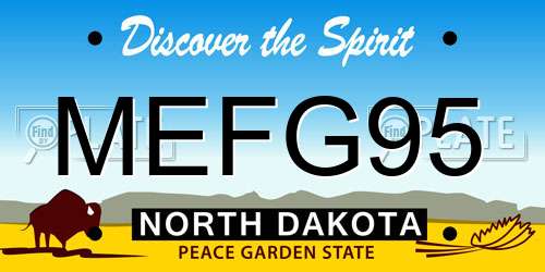 MEFG95 North Dakota License Plate