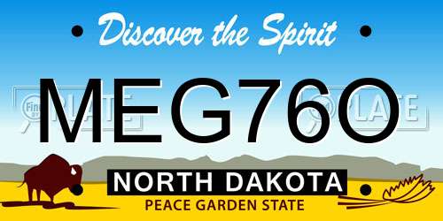 MEG76O North Dakota License Plate