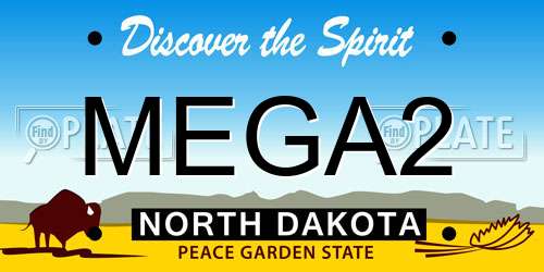 MEGA2 North Dakota License Plate