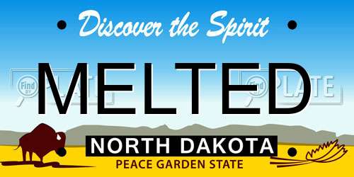 MELTED North Dakota License Plate
