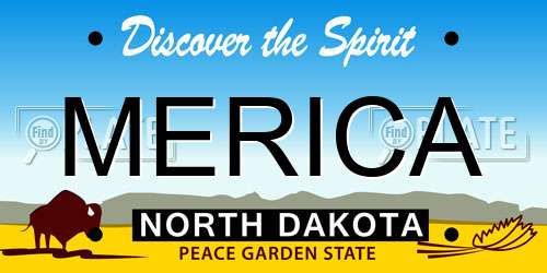 MERICA North Dakota License Plate