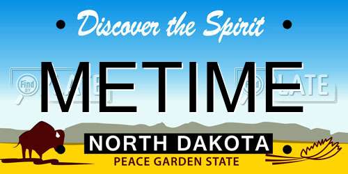 METIME North Dakota License Plate